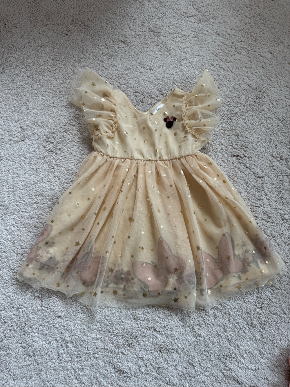 2T Disney Minnie Mouse Cream Polka Dot & Stars Dress